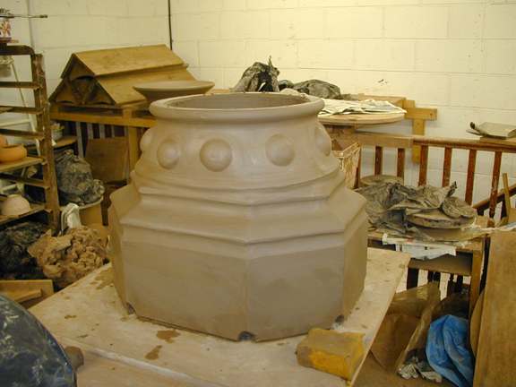 Erotic Fairy Chimney Pot being built: Add the ring to the base.