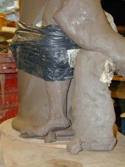 Erotic Fairy Chimney Pot being built, A closeup of the start of the legs.