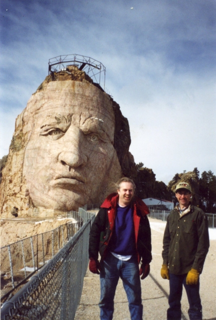 John Schlick on a private tour of Crazy Horse Mountain with the head blaster